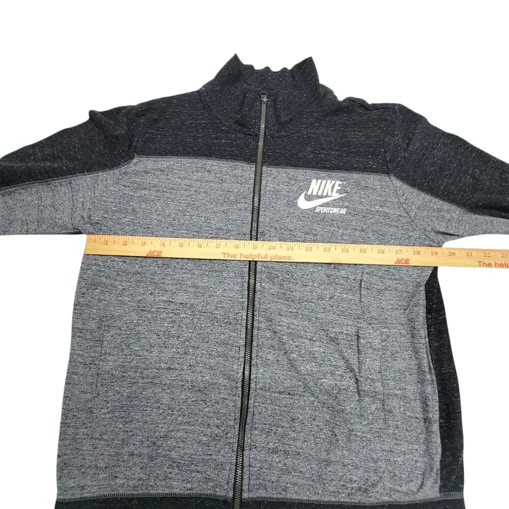 Nike Sportswear Mens L Large Full Zip Sweatshirt Track Jacket Gray Colorblock